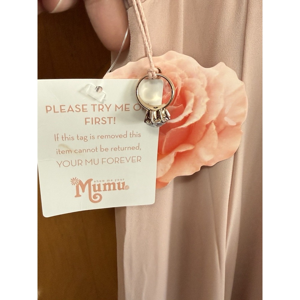 Show Me Your MuMu Jenn Chiffon Bridesmaid Maxi Dress Dusty Blush Sz Large NWT - Picture 7 of 10